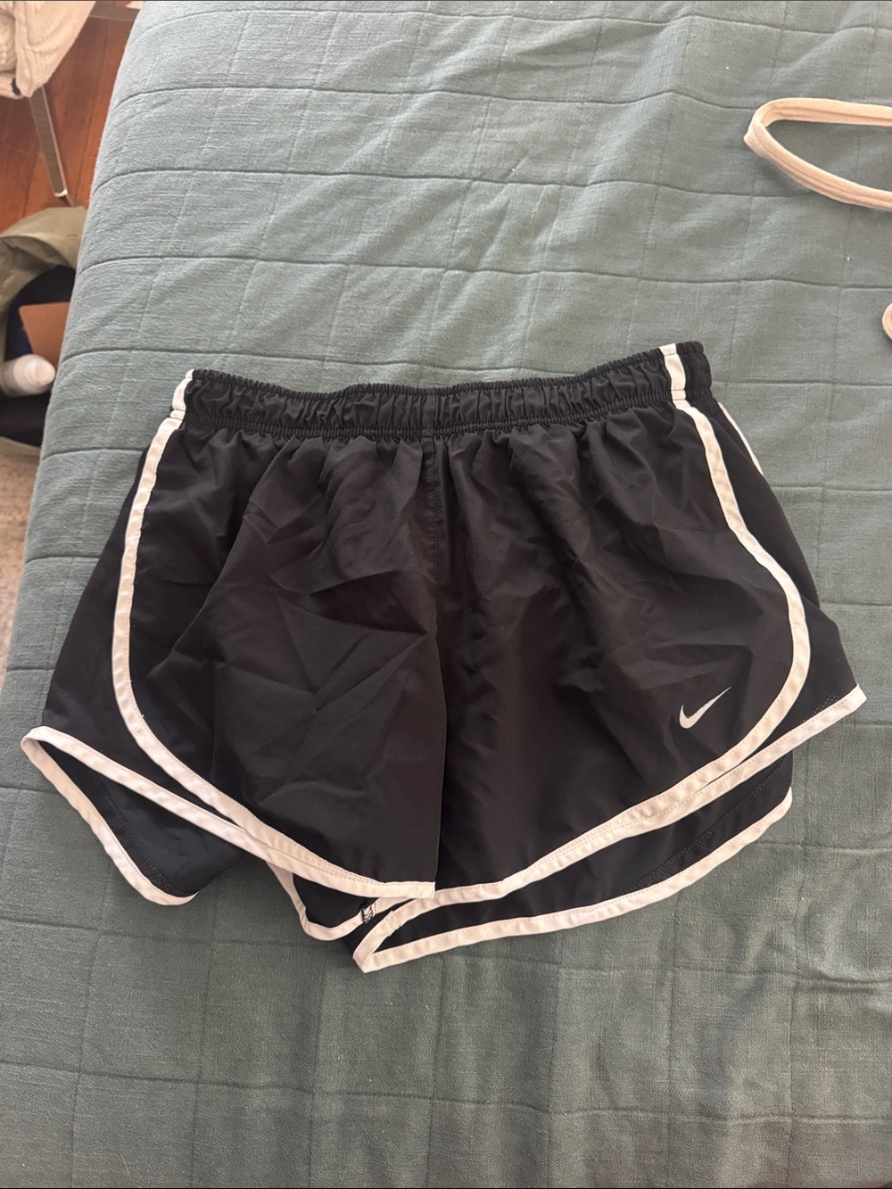 Nike Women's Black Athletic Shorts with White Trim